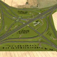 Węzeł Szczecin Zachód na autostradzie A6, z wielopoziomowymi skrzyżowaniami i rondem.