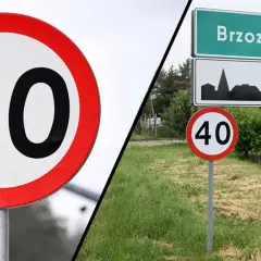 Znak b33 z "80" i znak z napisem "Brzoza" oraz "40".