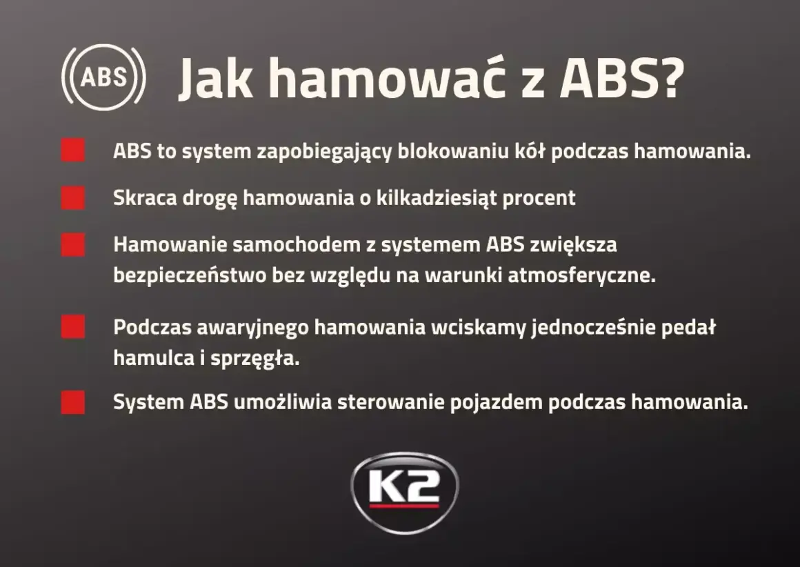 Jak hamować z ABS? To system zapobiegający blokowaniu kół, skraca drogę hamowania i zwiększa bezpieczeństwo.