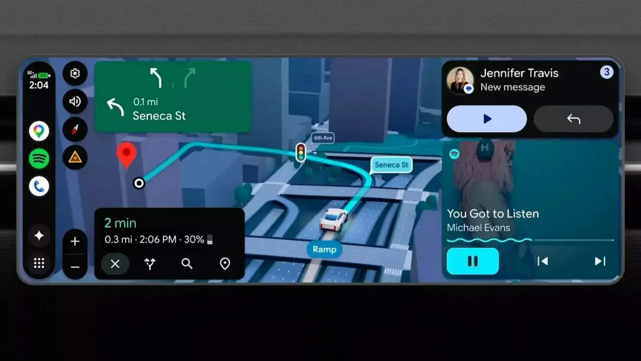 Nowe funkcje w android auto aktualizacja: nawigacja, wiadomości i muzyka.