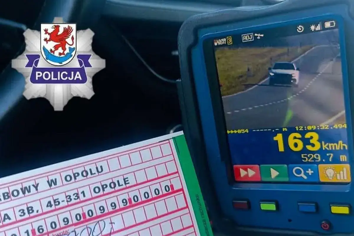 Mandat za przekroczenie prędkości 163 km/h. Policja w Opolu wystawia dokument.